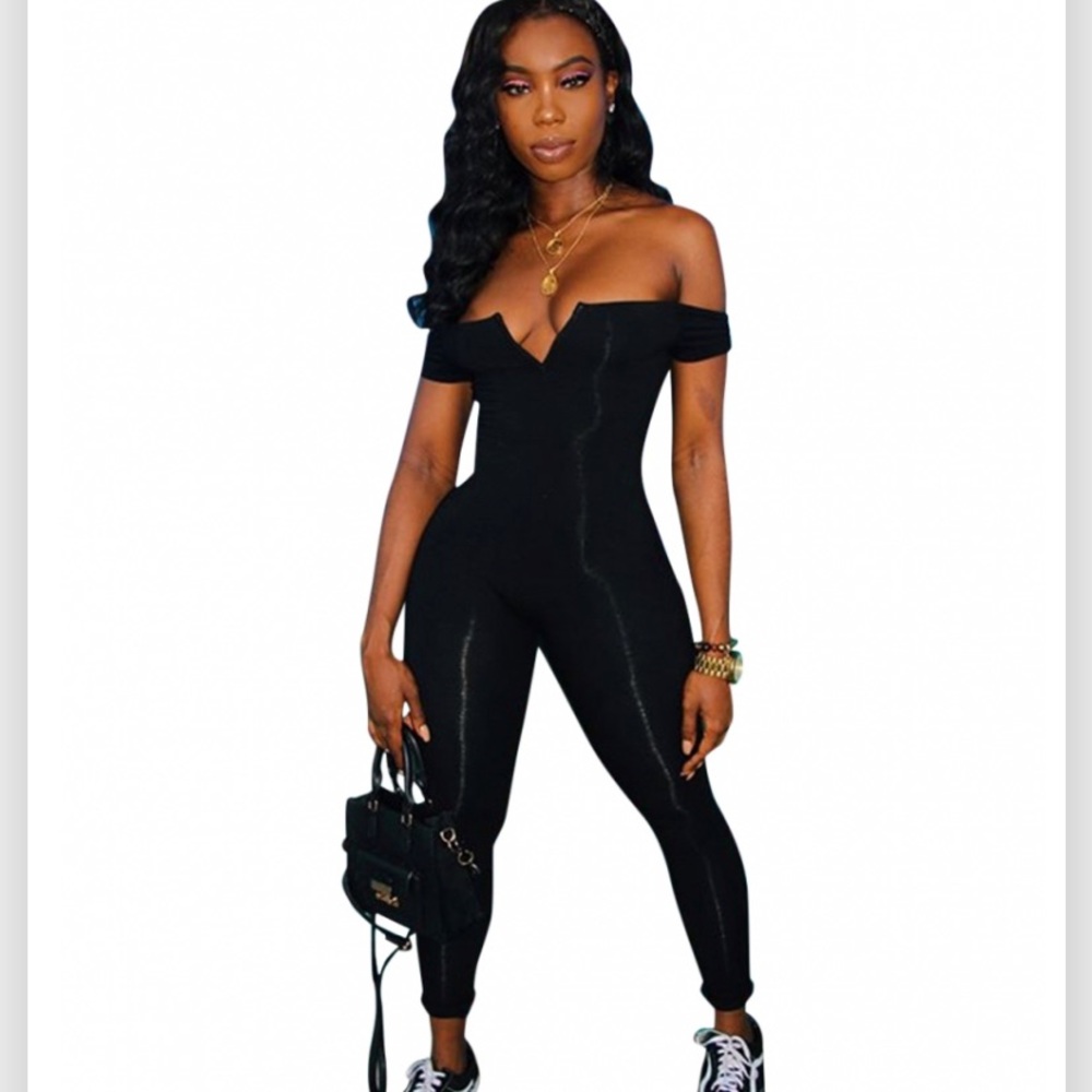 Off the Shoulder Black Jumpsuit